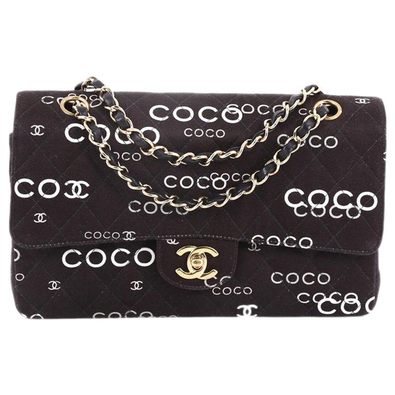 Chanel Coco Classic Double Flap Bag Quilted Printed Canvas Medium