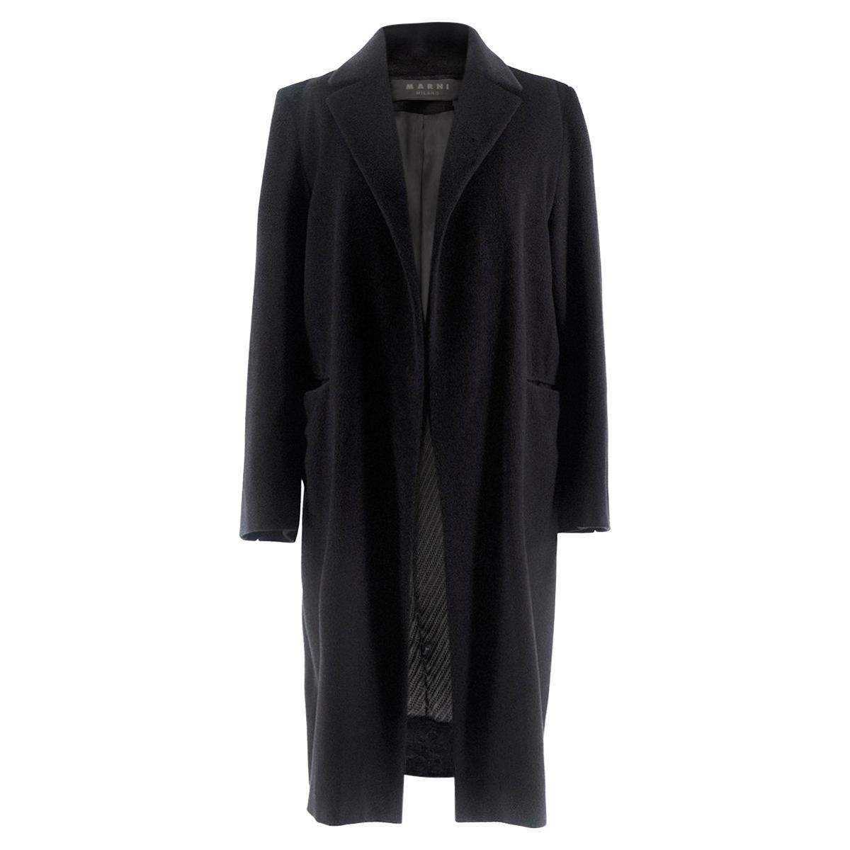 Marni Black Long Wool Coat US 6 For Sale