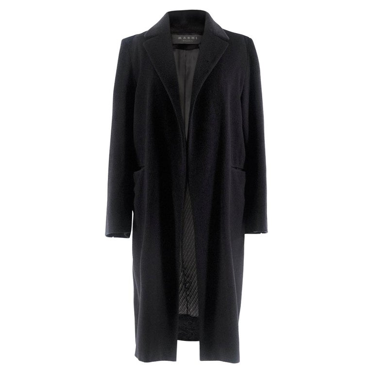 Marni Black Long Wool Coat US 6 For Sale at 1stDibs
