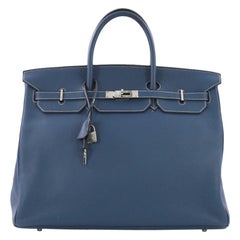 Hermes Birkin Handbag Bleu Thalassa Togo with Palladium Hardware 40