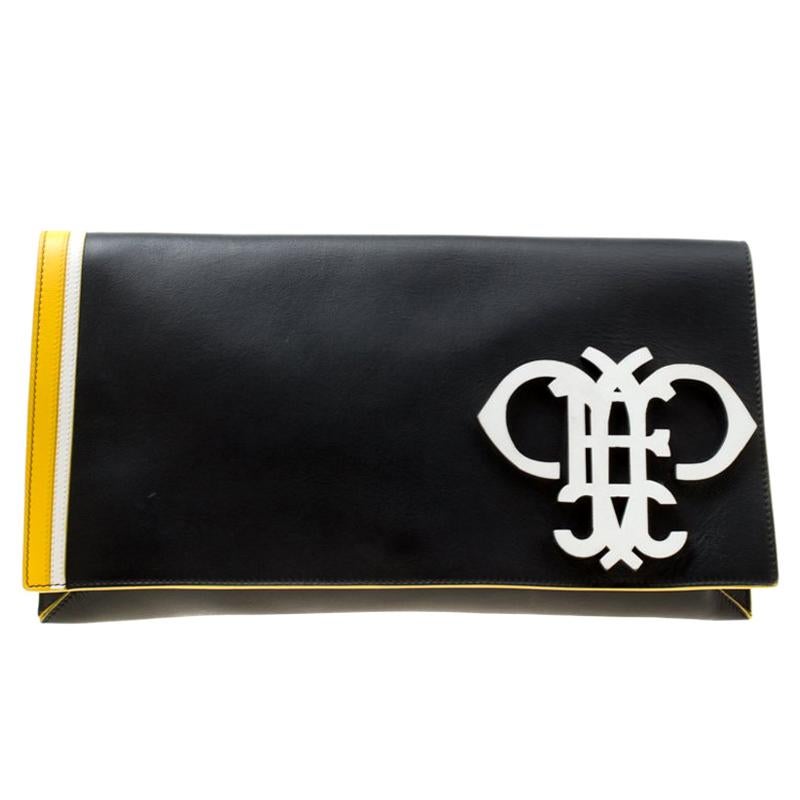 Emilio Pucci Black Leather Oversize Logo Clutch