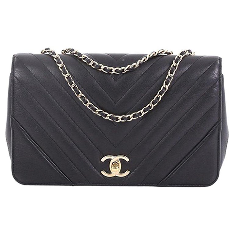CHANEL Calfskin Chevron Quilted Mini Statement Flap Red 1172488