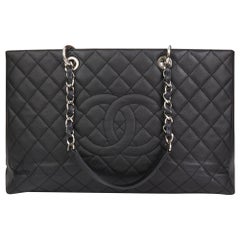 Chanel Black Quilted Caviar Leather Grand Shopping Tote XL