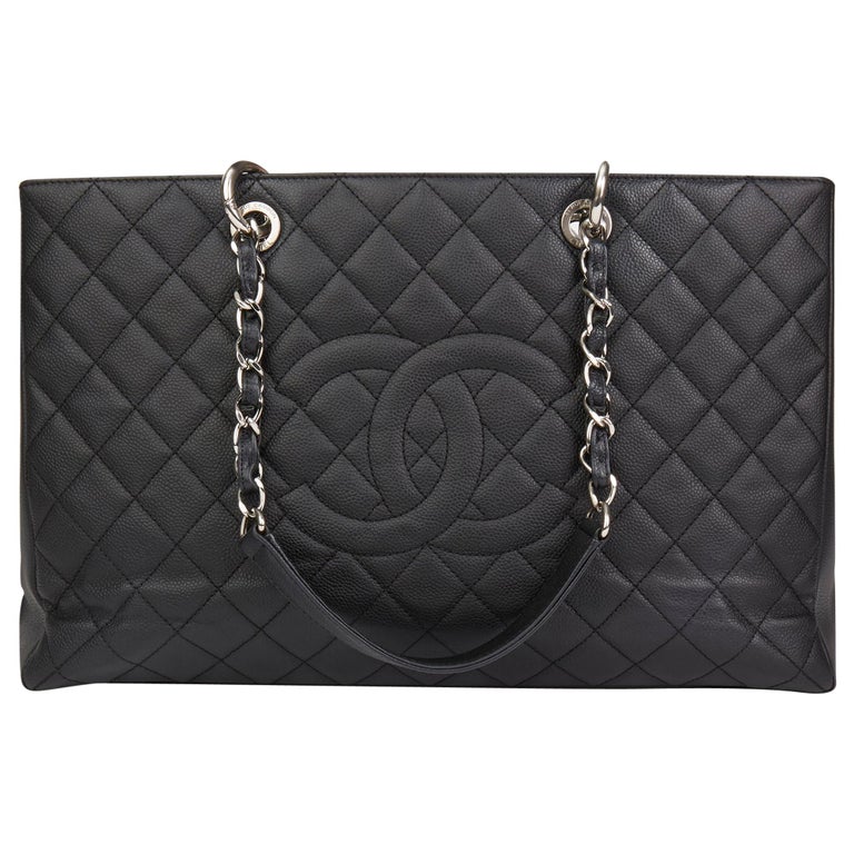 Chanel Black Quilted Caviar Leather Grand Shopping Tote XL at 1stDibs