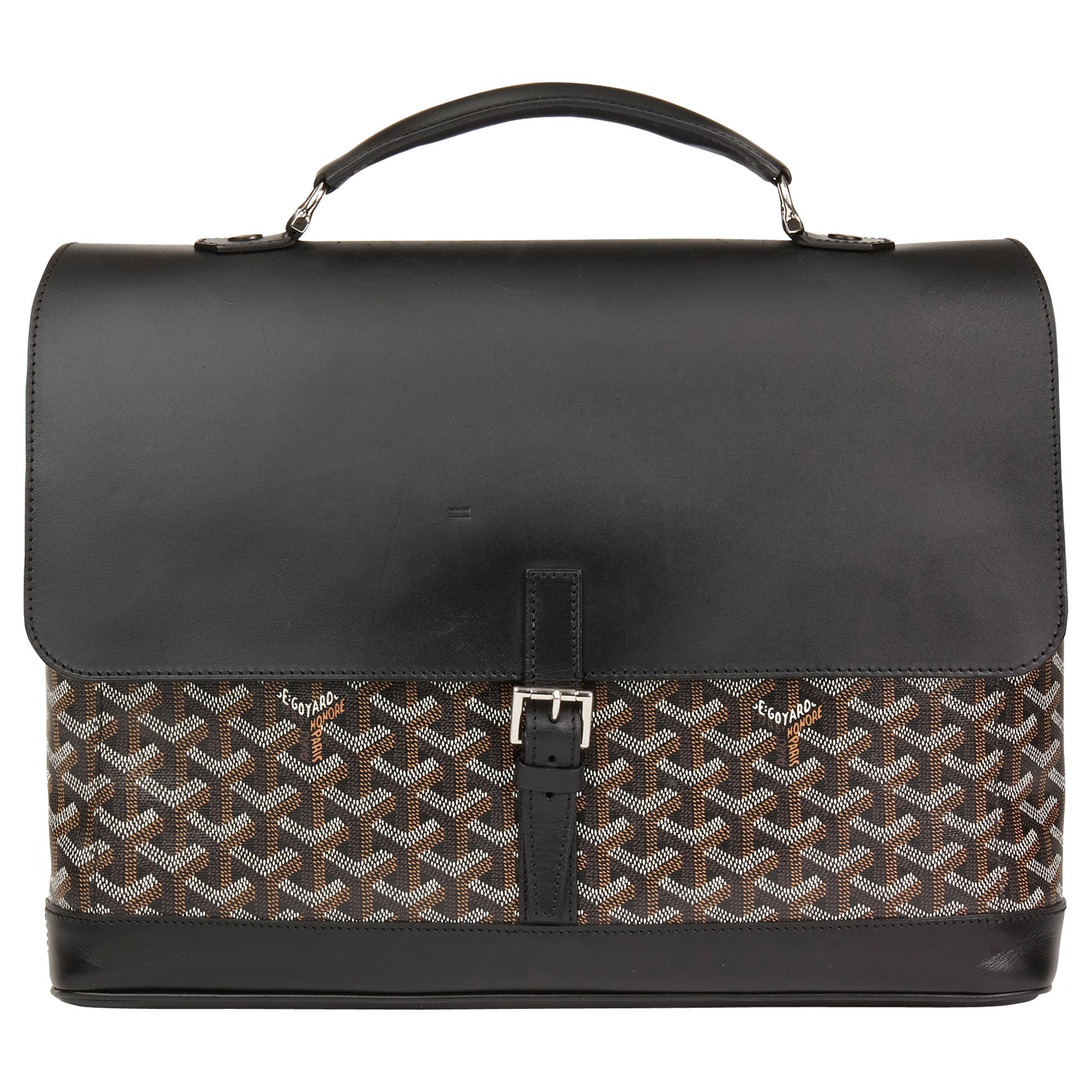 2010 Goyard Black Chevron Coated Canvas Citadin Messenger at 1stDibs