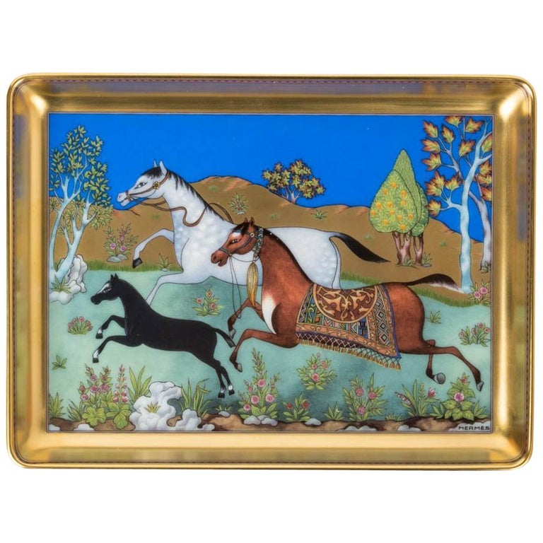 Assiette Creuse Hermès Cheval D'Orient - Porcelaine, Motif Oriental Chevaux - Occasion Bon état, Année 2010