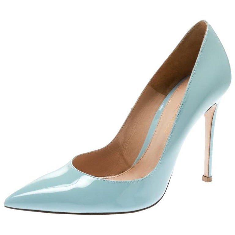 Gianvito Rossi Powder Blue Patent Leather Pointed Toe Pumps Size 36 For ...