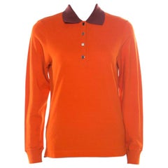 Hermes Seiller Orange Contrast Trim Detail Polo T-Shirt S