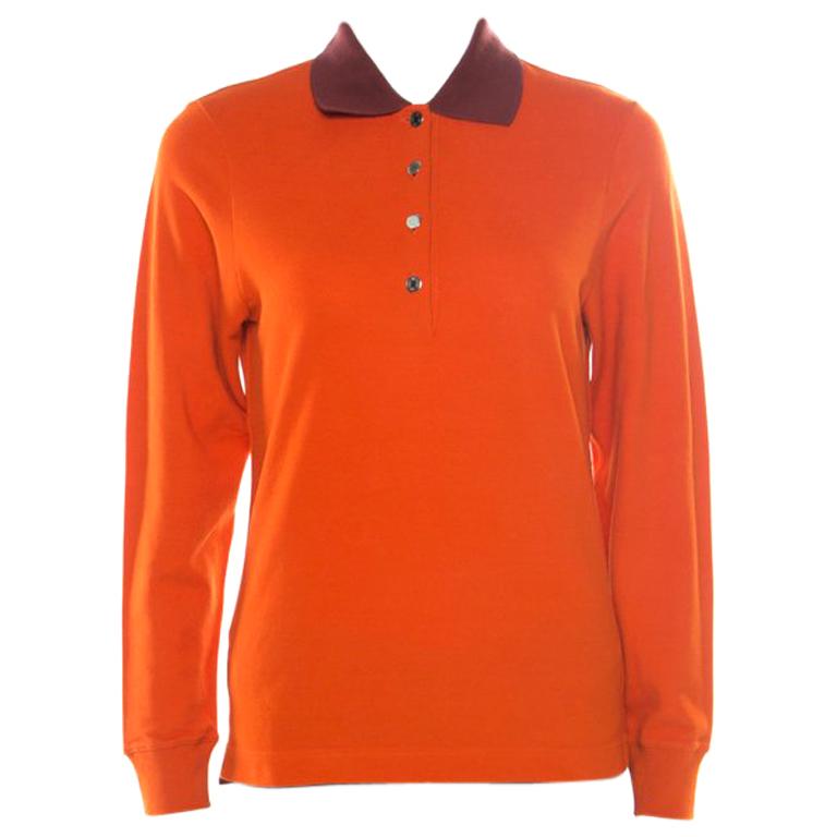 Hermes Seiller Orange Contrast Trim Detail Polo T-Shirt S at 1stDibs ...