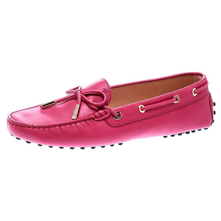 Tod's Purple Leather Bow Loafers Size 40 For Sale at 1stDibs