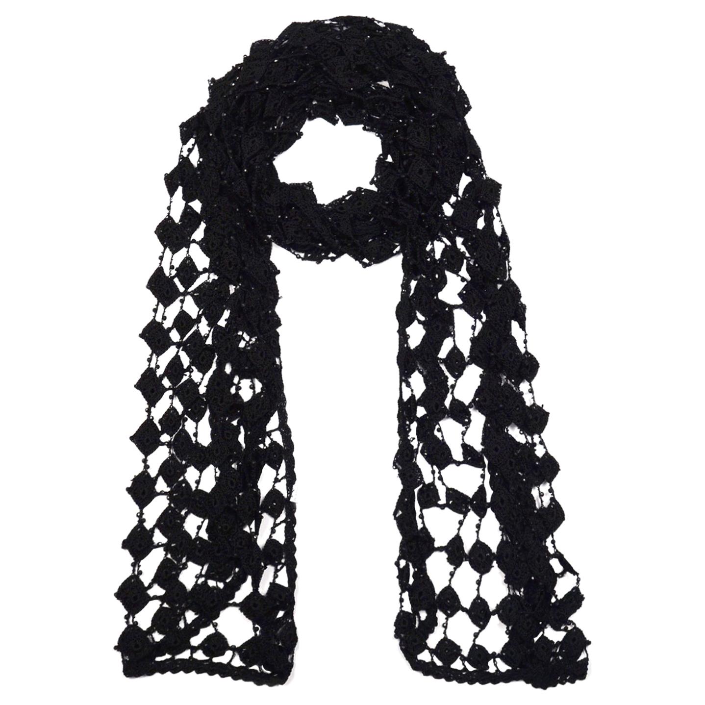 Dolce & Gabbana Black Crochet Beaded Scarf