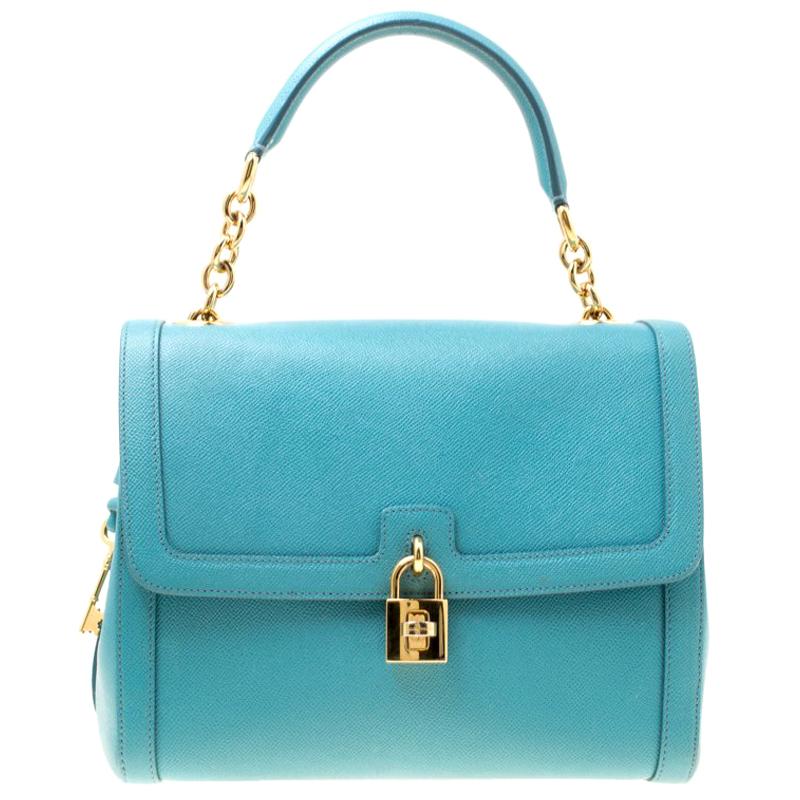 Dolce and Gabbana Powder Blue Leather Padlock Shoulder Bag For Sale at ...