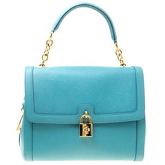 Dolce & Gabbana Powder Blue Leather Padlock Shoulder Bag