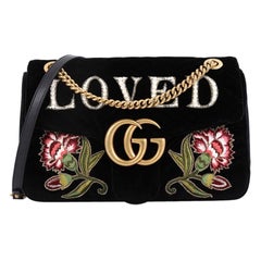 Gucci GG Marmont Flap Bag Embroidered Matelasse Velvet Medium