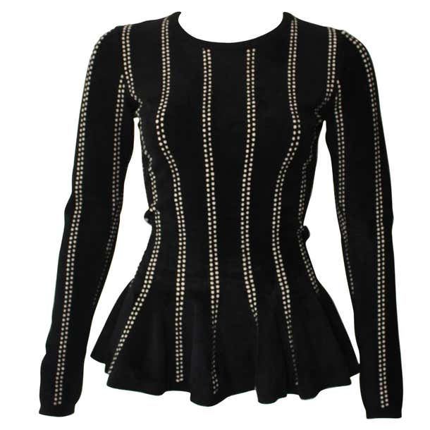 Alaia Black and White Peplum Top Tags attached For Sale at 1stDibs ...