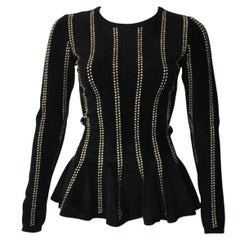 Alaia Black and White Peplum Top Tags attached 