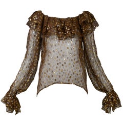 Vintage Yves Saint Laurent Metallic Dot Blouse