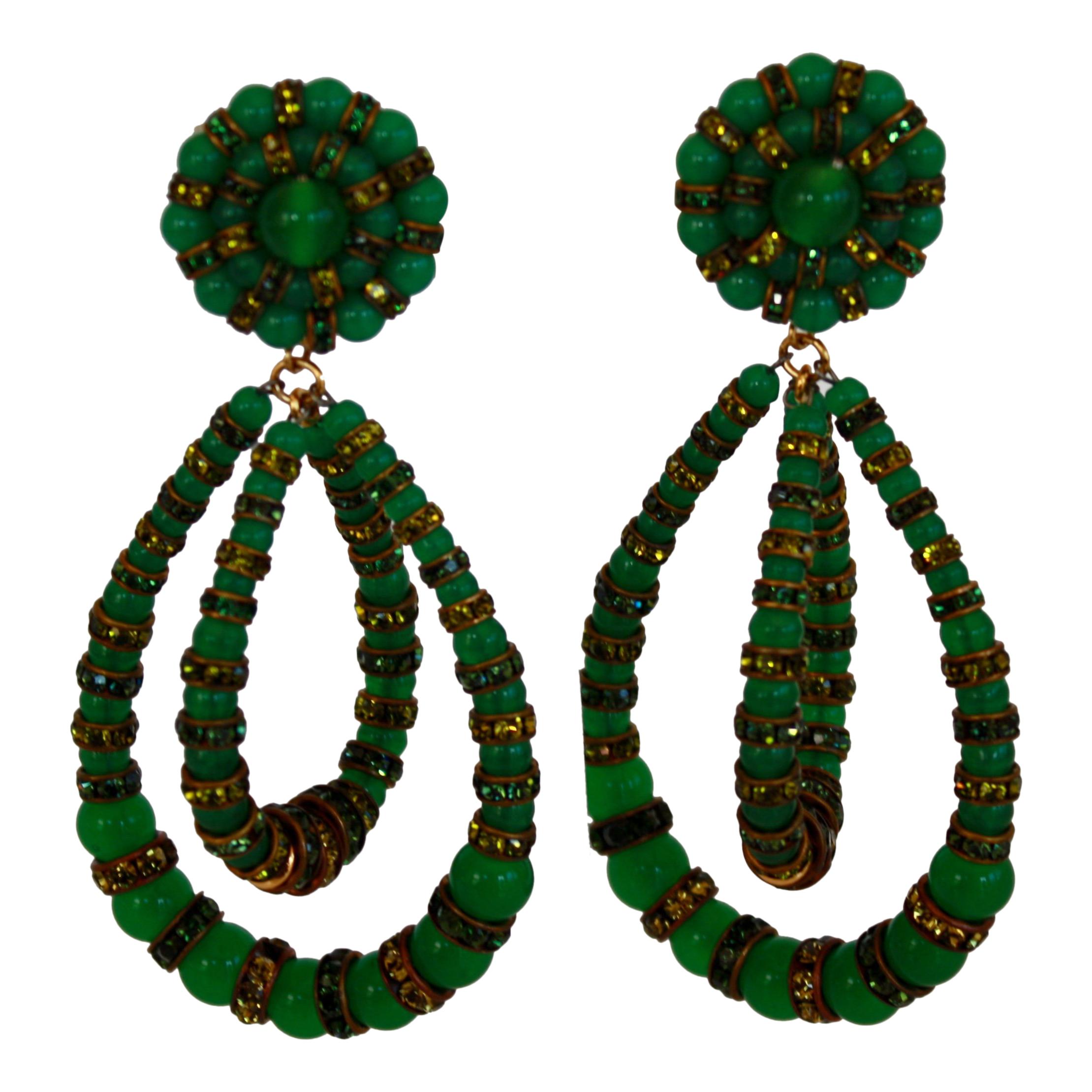 Francoise Montague Large Green Lolita Clip Earrings