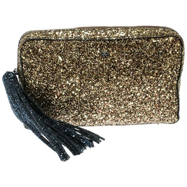Anya Hindmarch Gold Glitter Twinkle Clutch For Sale at 1stDibs