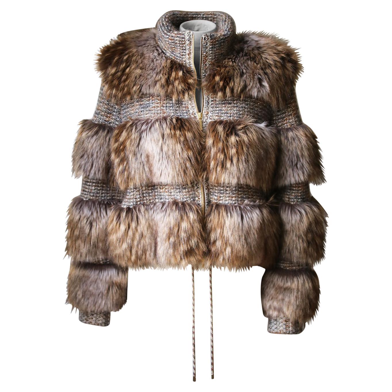 Vintage Designer Jacques Saint Laurent Curly Lamb Fur Jacket