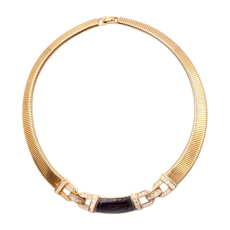 Christian Dior Vintage Gold toned Embellished Choker at 1stDibs
