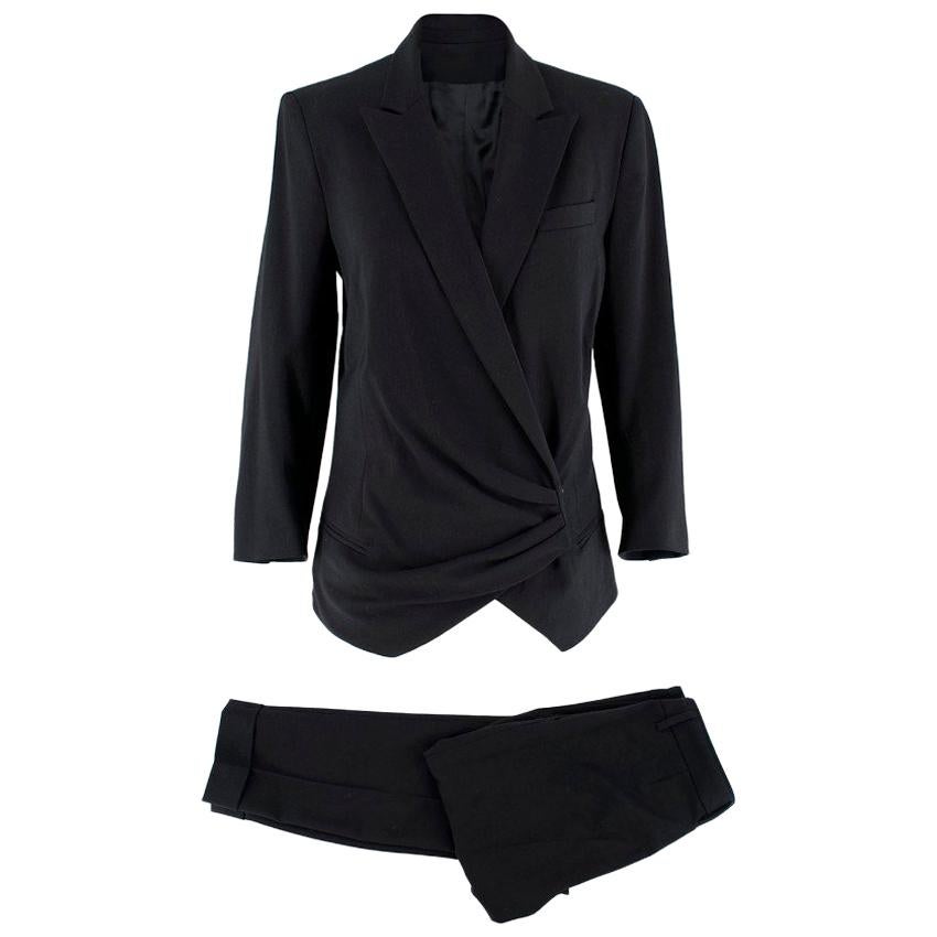 Alexander McQueen Black Ruched Suit US 6