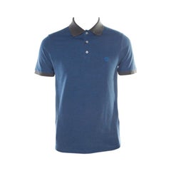 Louis Vuitton Blue and Grey Horizontal Striped Polo T-Shirt M