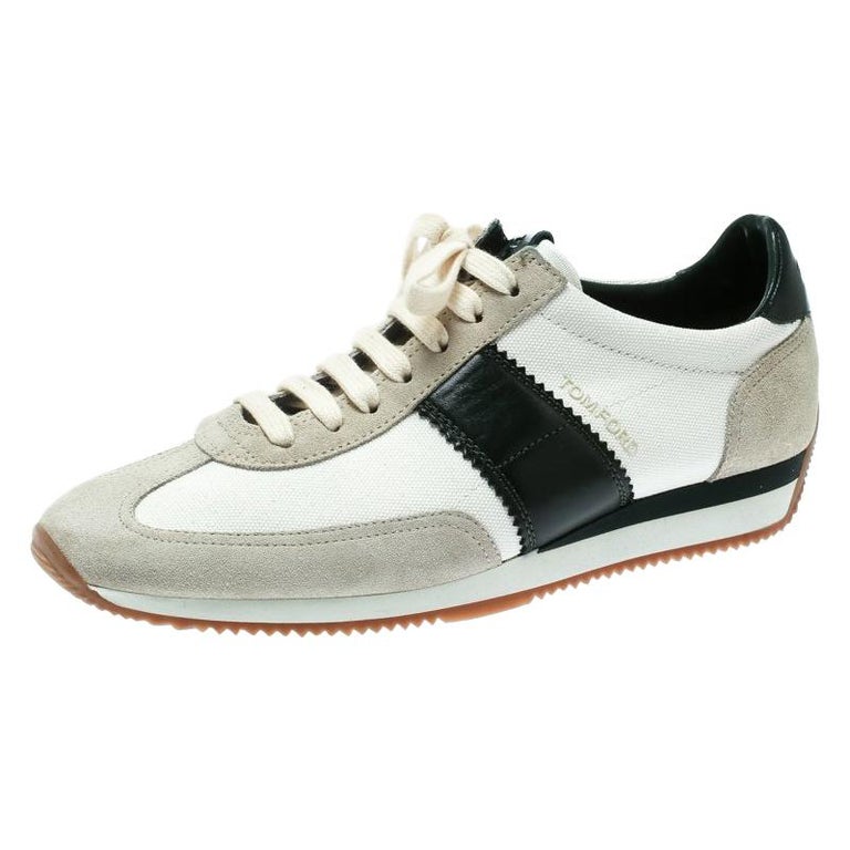 Tom Ford Tricolor Canvas And Suede Sneakers Size 41.5 For Sale at 1stDibs
