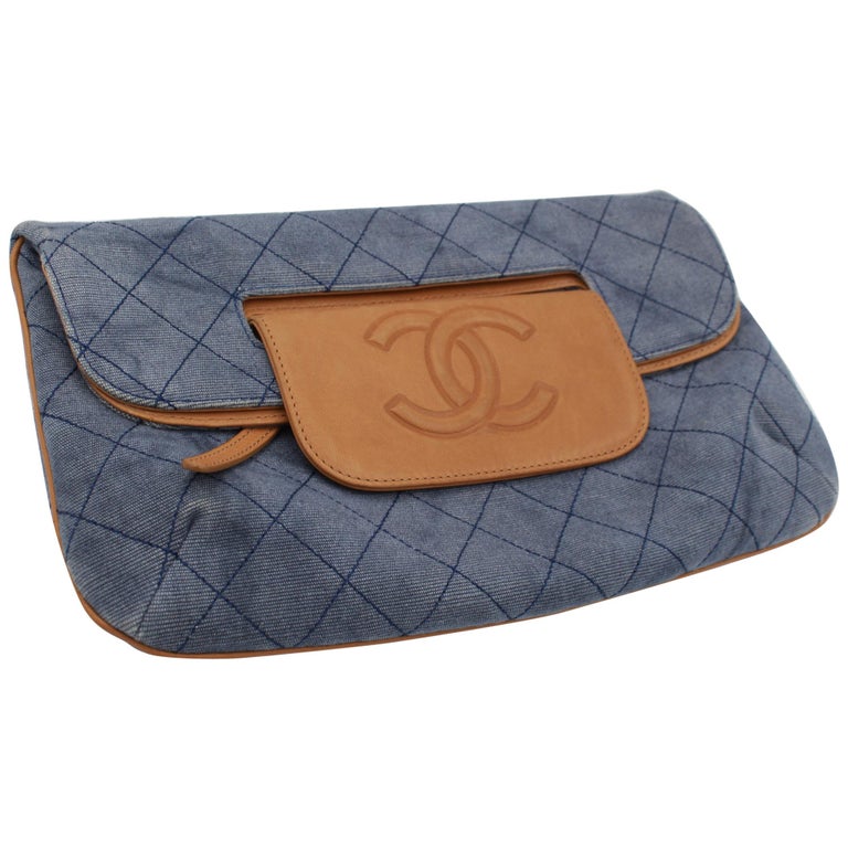 Chanel denim Clutch / Handbag at 1stDibs
