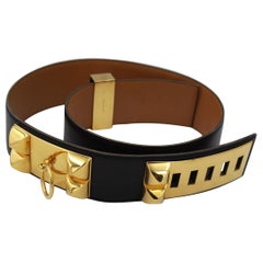 Hermes Vintage Medor Black Belt. Size 75