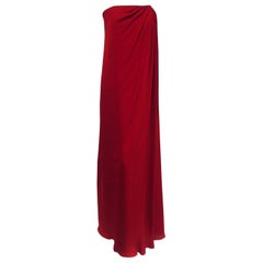 Monique Lhuillier Ravishing Red Silk Strapless Goddess Gown 