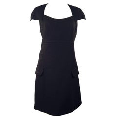 Louis Vuitton Black Wool Cap Sleeve Dress