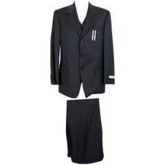 1990s Valentino Gray Wool Men's Elegant Ceremony Suit Vest New Three Buttons