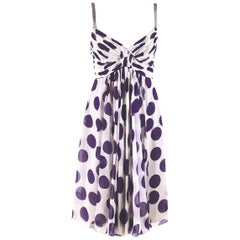 Dolce & Gabbana Polka-Dot Print Silk-Chiffon Dress US 6
