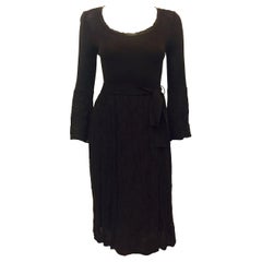 M Missoni Belted Chocolate Wool Blend Knit Day Dress With Bell Sleeves