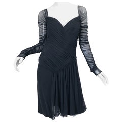 Vintage Vicky Tiel Couture Sweetheart Flirty Cocktailkleid aus schwarzem Mesh LBD