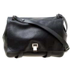 Proenza Schouler Black Leather Ps Courier Shoulder Bag