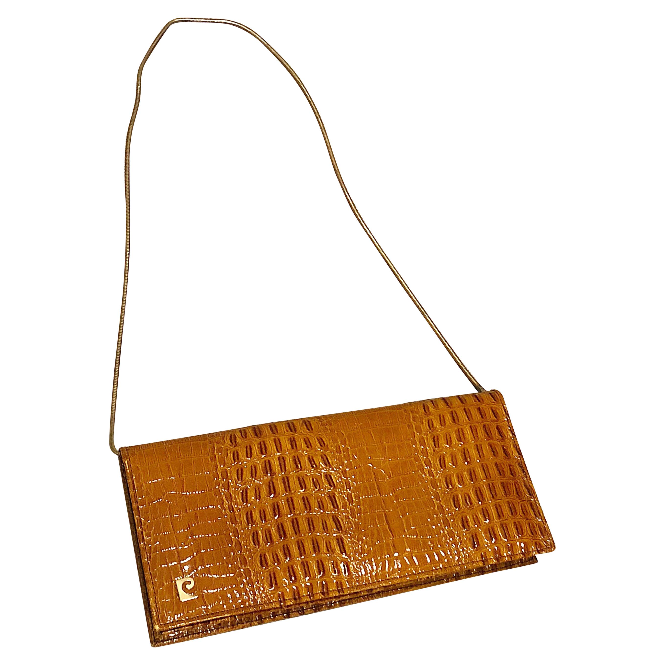 1970s Pierre Cardin Alligator Leather Embossed Convertible Vintage Clutch Bag