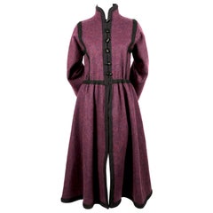 1976 YVES SAINT LAURENT 'Russian collection' wool coat with braided trim