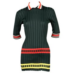 CELINE by PHOEBE PHILO green ribbed runway tunic top with stripes