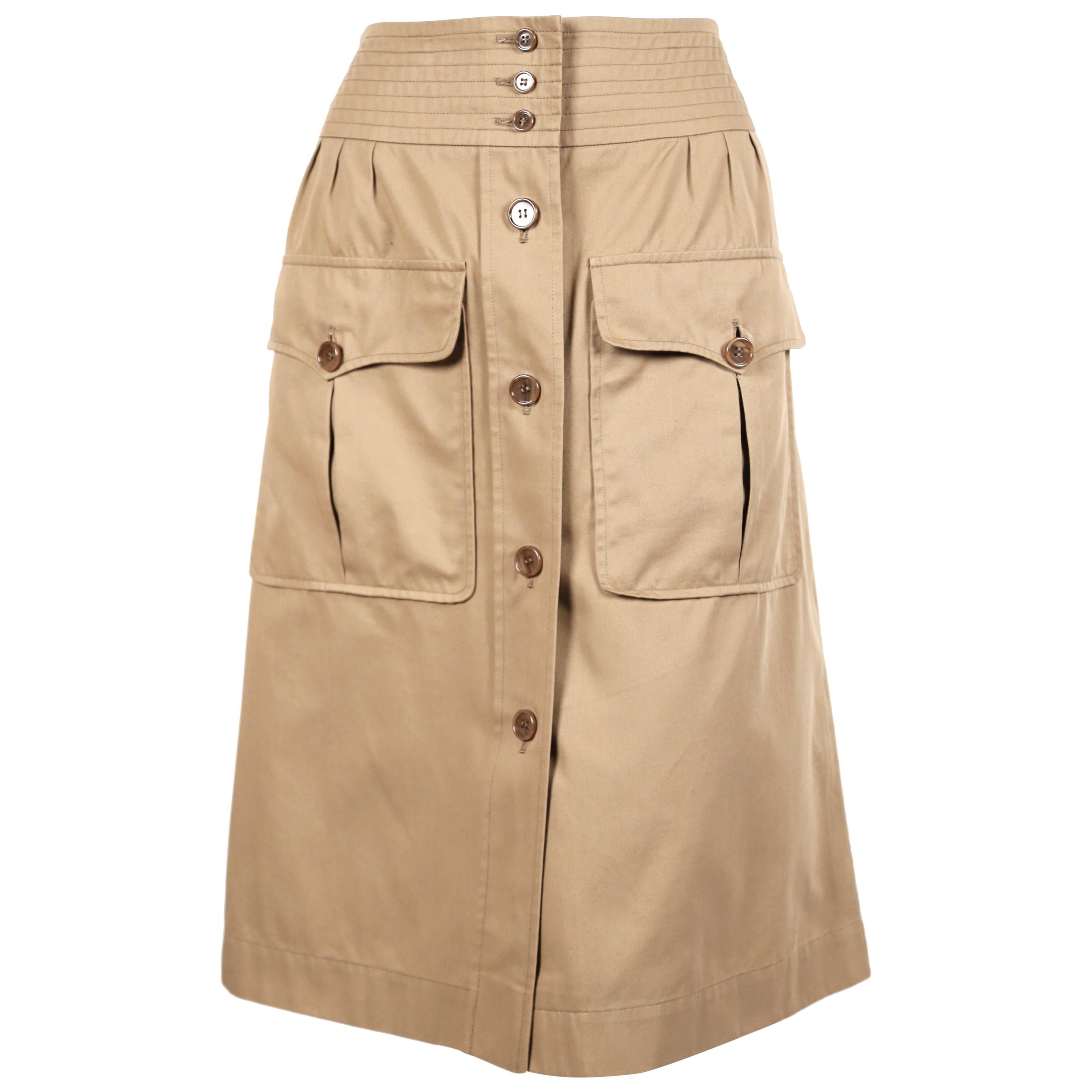 1970's YVES SAINT LAURENT khaki safari skirt