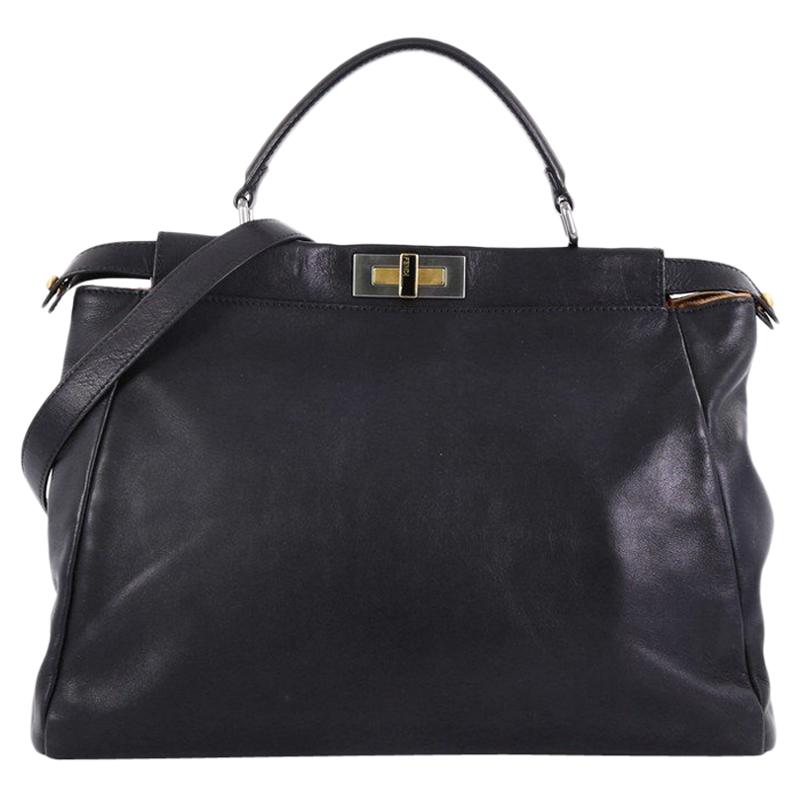 Fendi Peekaboo Handbag Leather with Calf Hair Interior Large at 1stDibs