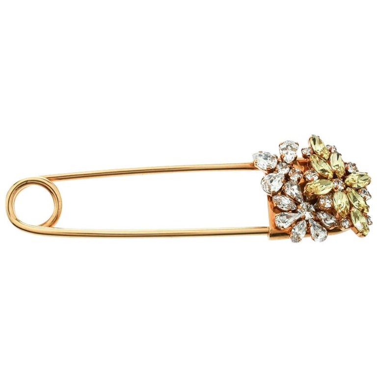 Burberry Crystal Gold Pin Brooch For Sale at 1stDibs | burberry pin brooch, brooch, burberry pin