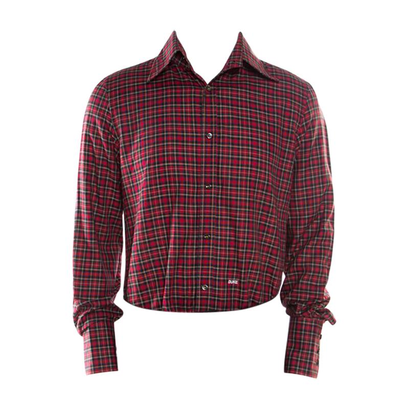 DSquared2 Red Checked Cotton Long Sleeve Shirt XXL