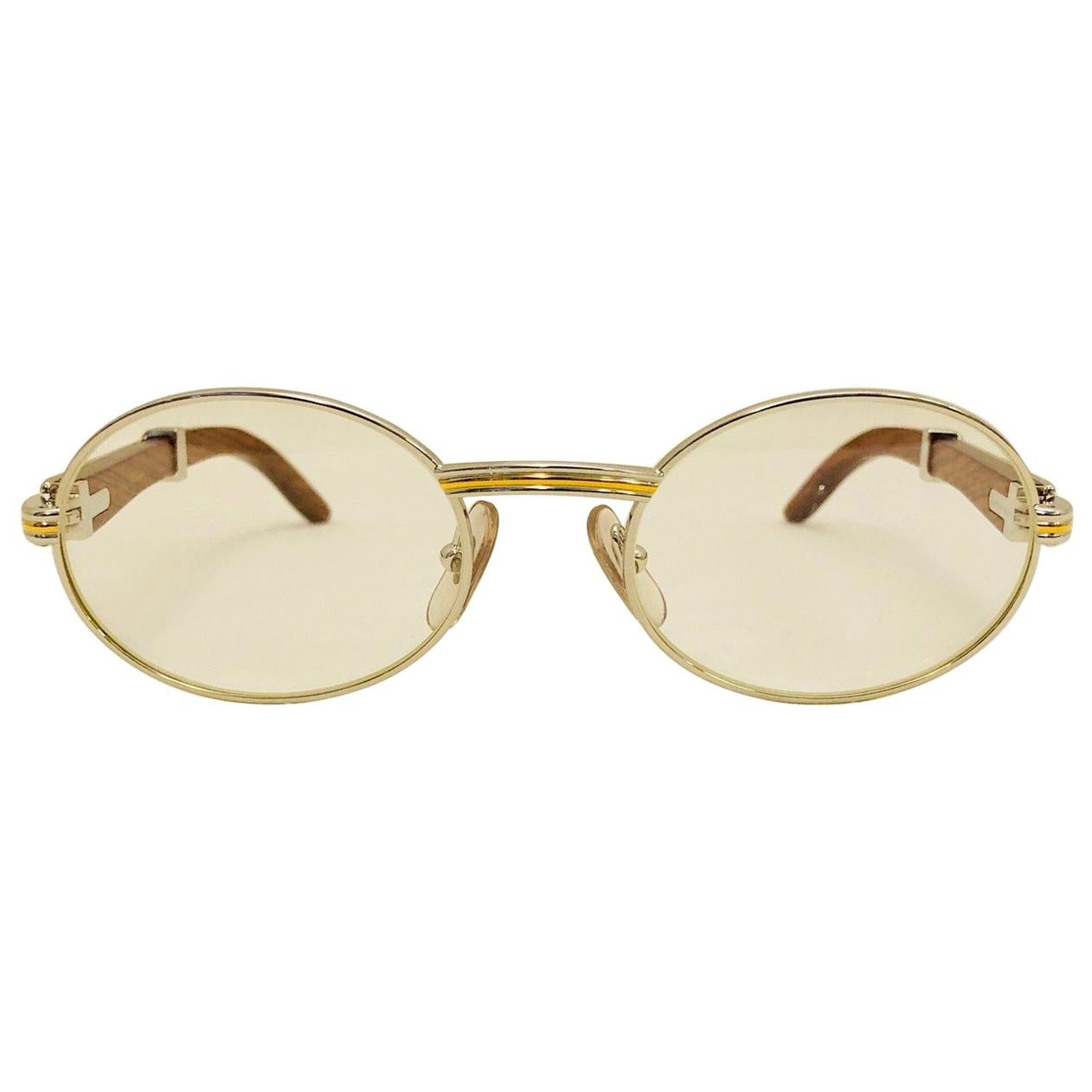 Vintage Cartier Giverny Palisander 18K Gold & Rosewood Glasses 51 20