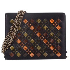 Bottega Veneta Flap Wallet on Chain Leather with Intrecciato Snakeskin Detail Sm