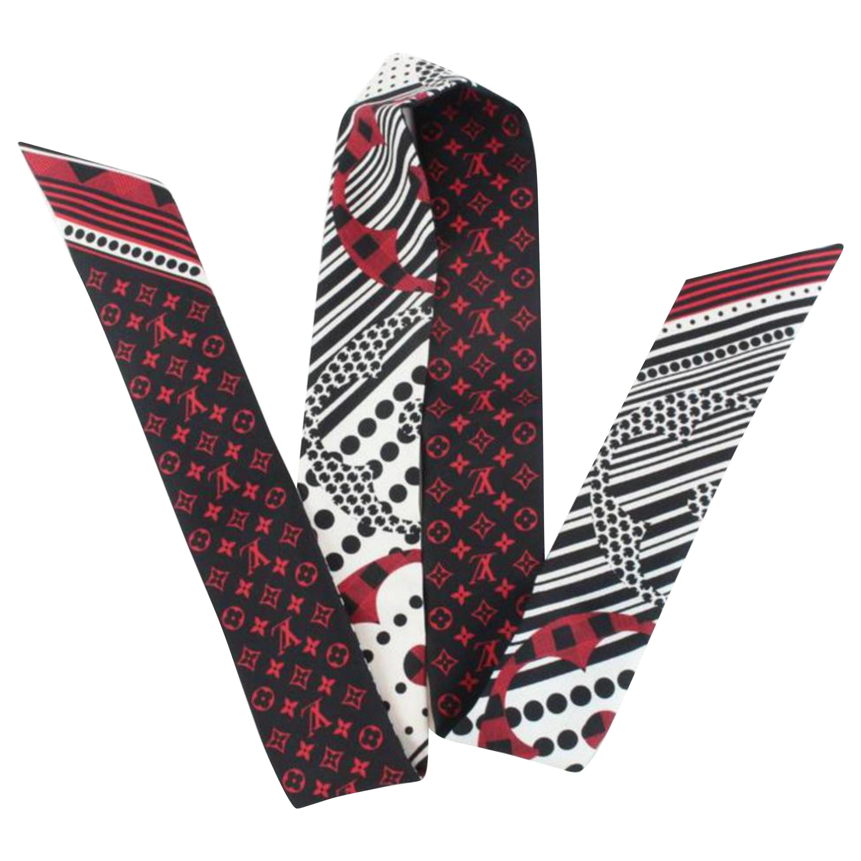 Louis Vuitton Red Black Rouge Monogram Bandeau Silk 4lz1102 Scarf/Wrap  868589 Sc For Sale at 1stDibs