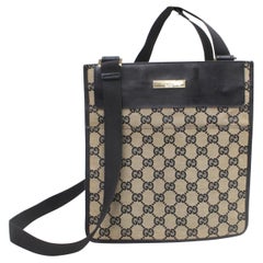 Gucci Monogram Gg Flat Crossbody 869489 Grey Canvas Shoulder Bag
