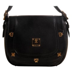MCM Studded Flap 869172 Black Leather Shoulder Bag