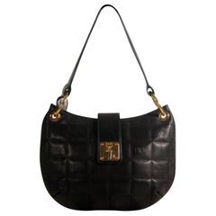 MCM Quilted Hobo 868823 Black Leather Shoulder Bag